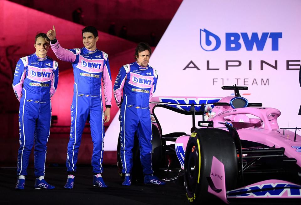 Oscar Piastri, Esteban Ocon, and Fernando Alonso