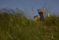 England's Danny Willett play his shot from the 3rd tee during the first round British Open Golf Championship at Royal St George's golf course Sandwich, England, Thursday, July 15, 2021. (AP Photo/Alastair Grant)