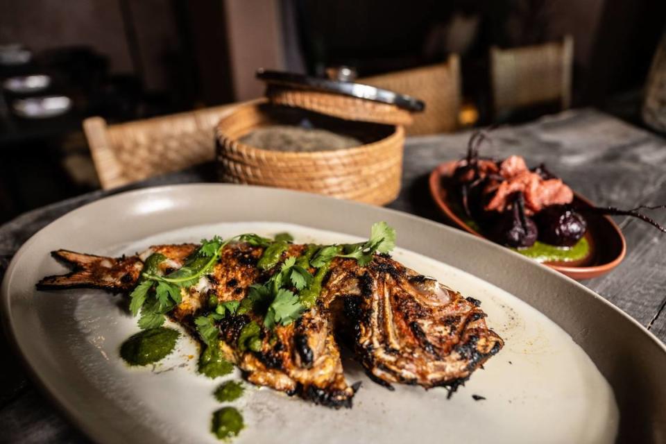 A grilled snapper dish called Pescado Zarandeado is served Tuesday during a soft opening at Cantina Pedregal, a new restaurant opening in Folsom by chefs Brad Cecchi and Patricio Wise.