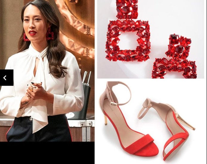 Melissa Leong earrings and shoes