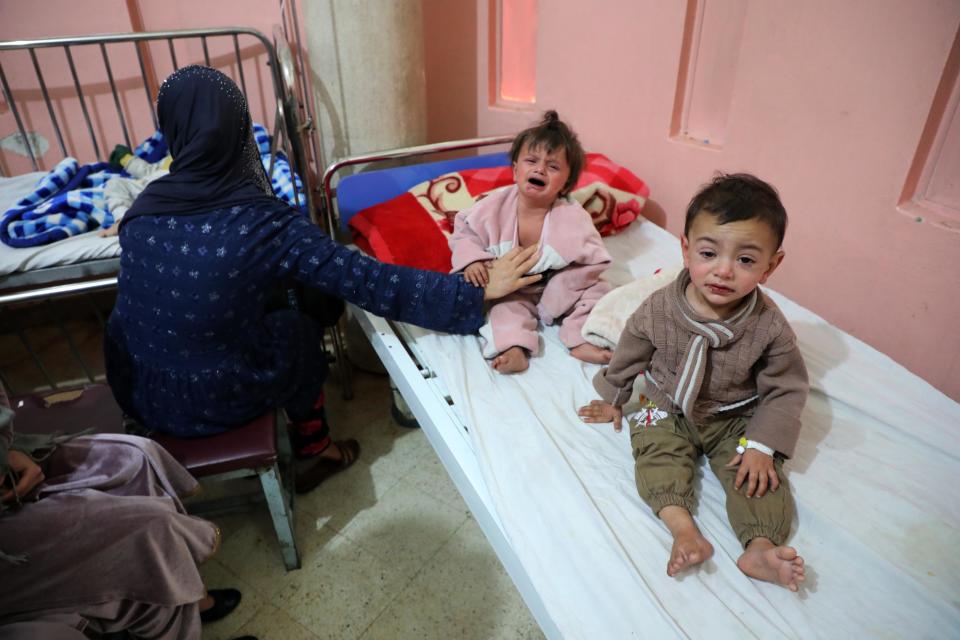 Children at a hospital in Kabul, Afghanistan, on April 18, 2022. A measles outbreak in Afghanistan killed more than 130 children since the beginning of that year. / Credit: Sayed Khodaiberdi Sadat/Anadolu Agency via Getty Images