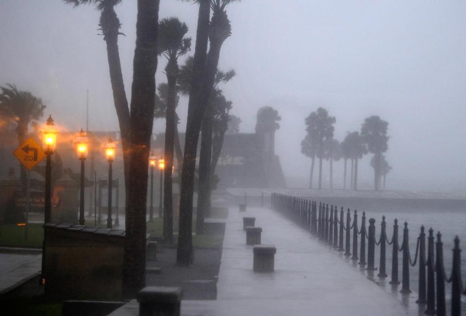Rain and winds from Hurricane Matthew batter St. Augustine’s bayfront on Friday, Oct. 7, 2016.