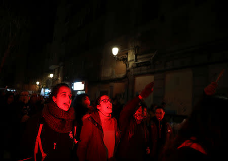 Representatives from lesbian, transexual and feminist groups demonstrate on the eve of International Women's Day in Madrid, Spain, March 7, 2019.REUTERS/Susana Vera