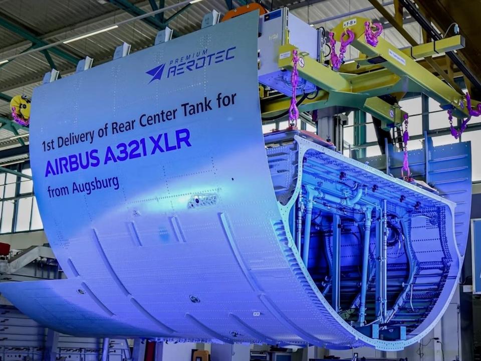 The first rear center fuel tank for the Airbus A321XLR being delivered.