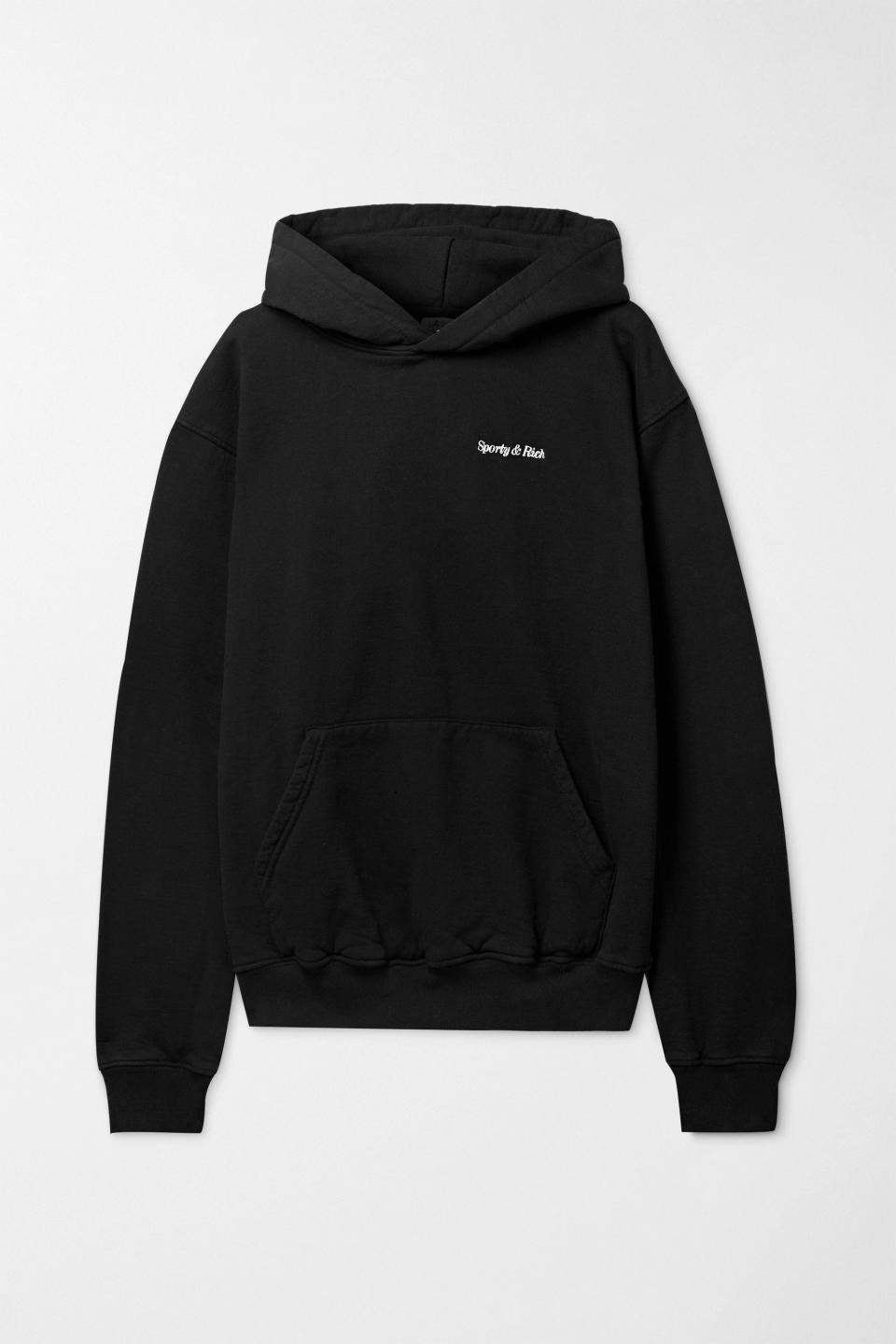 Embroidered cotton-jersey hoodie