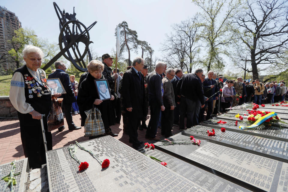 Gedenkfeier für die Opfer des Unglücks von Tschernobyl am 26. April 2019 (Bild: Reuters/Valentyn Ogirenko)