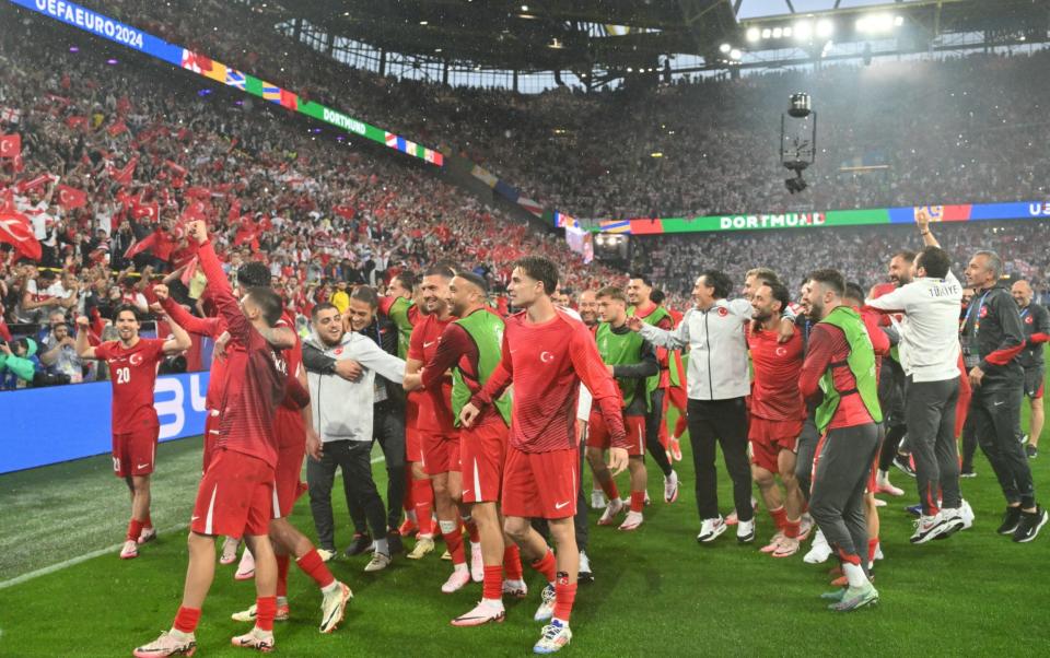 Turkey players celebrate their victory