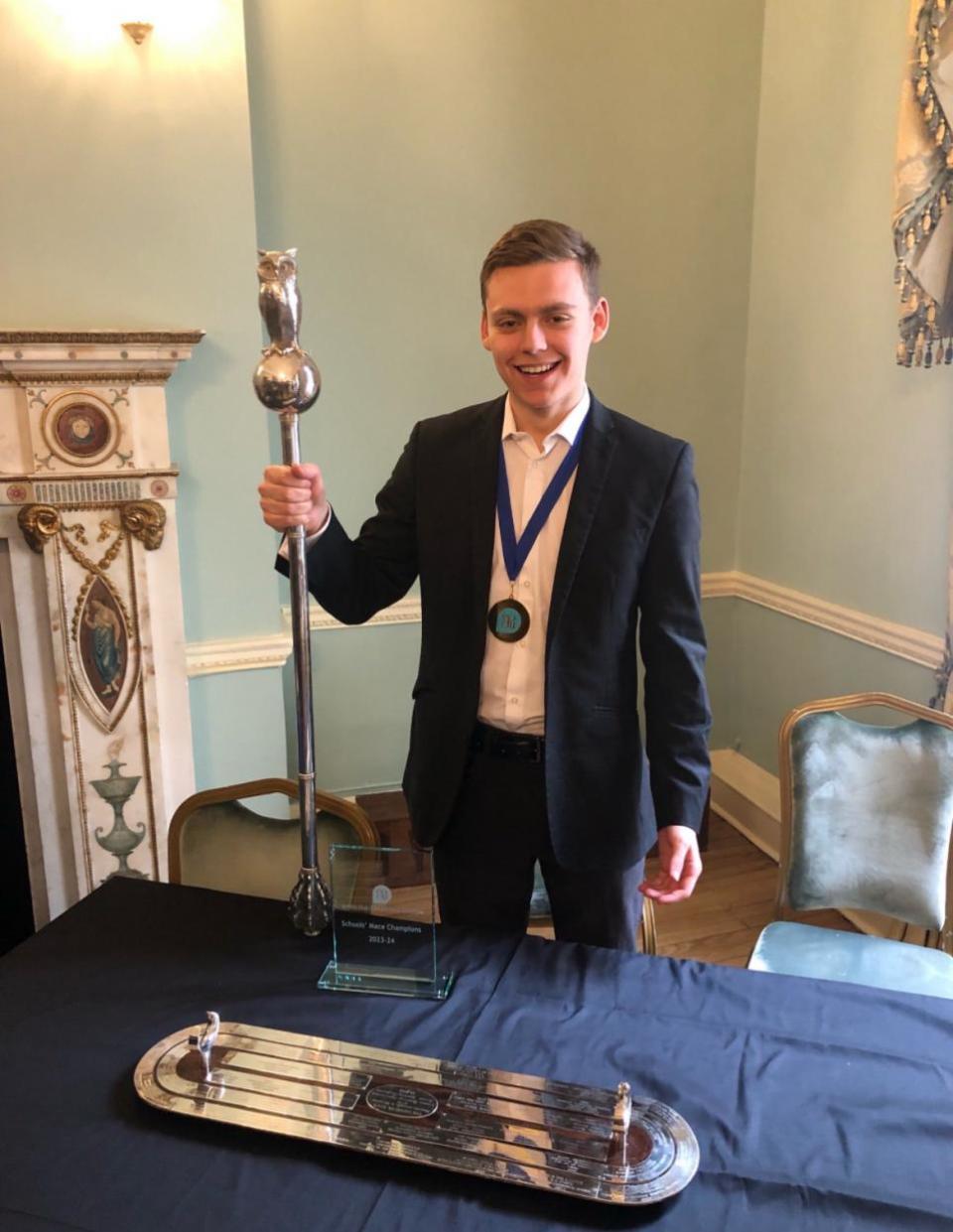 Oxford Mail: Brayden Lee with the mace from the mace debating competition