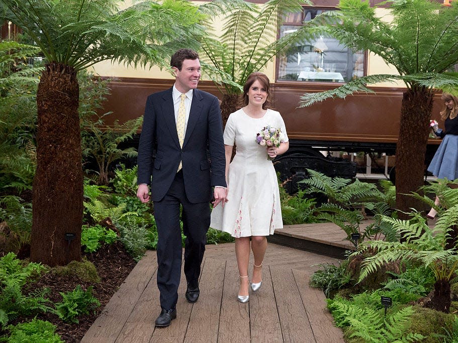Princess Eugenie and Jack Brooksbank attend the Chelsea Flower Show in London in 2016.