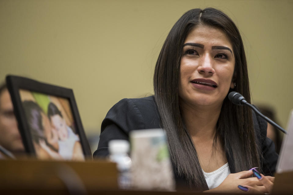 Yazmin Ju&aacute;rez, whose daughter Mariee died after detention by Immigration and Customs Enforcement, testifies during a House Oversight and Reform subcommittee on Civil Rights and Civil Liberties hearing Wednesday on migrant detention centers' treatment of children. (Photo: Zach Gibson/Getty Images)