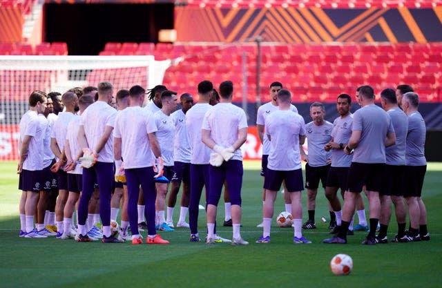 Rangers trained at the Ramon Sanchez-Pizjuan stadium on Tuesday 