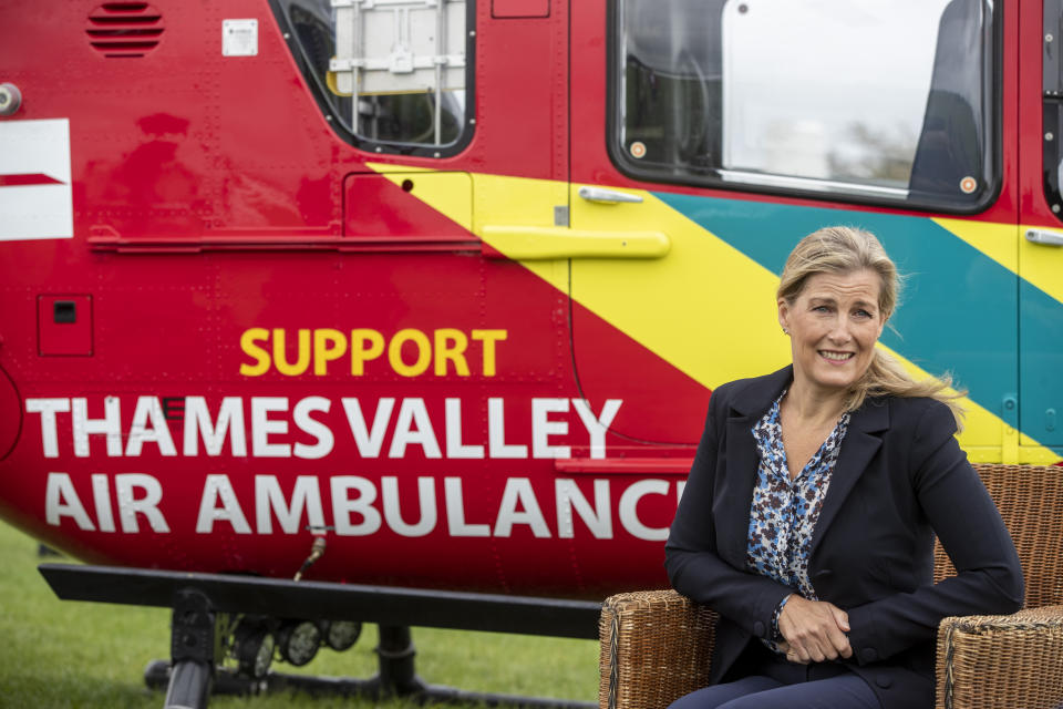 The Countess of Wessex during a visit to Thames Valley Air Ambulance at White Waltham in Maidenhead, Berkshire, to help launch their 21st anniversary celebrations ahead of National Air Ambulance Week.