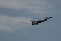 A Solo Turk F-16 of the Turkish Air Force performs during the Motril International Air Festival in Spain on June 21, 2015