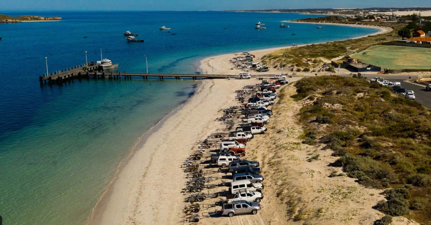 A view of vehicles line up on Lancelin Beach. Source: Facebook. 