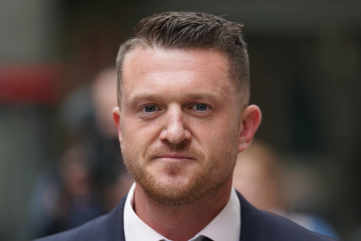 Tommy Robinson leaves the Royal Courts Of Justice in London. He is to give evidence about his finances after he lost a libel case brought by a Syrian teenager Jamal Hijazi. Picture date: Thursday June 9, 2022.