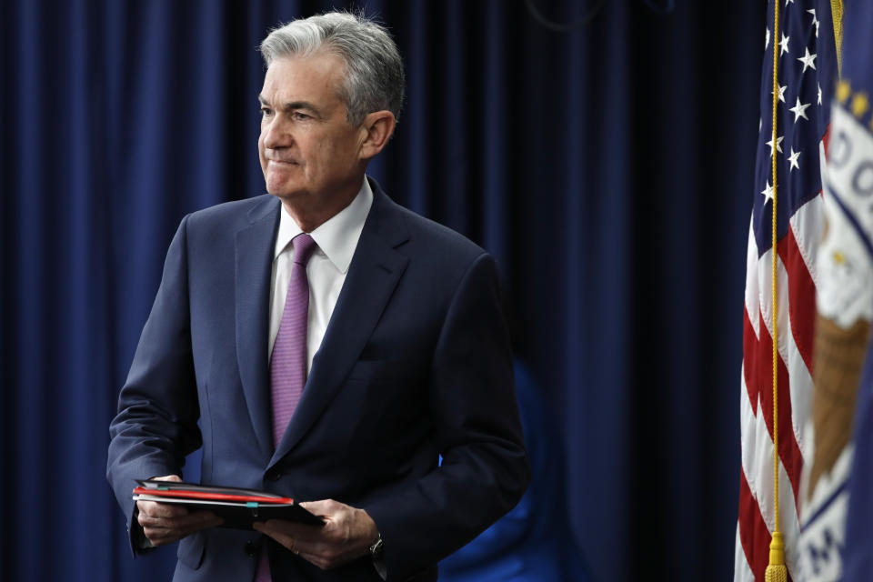 Federal Reserve Chair Jerome Powell arrives to a news conference after the Federal Open Market Committee meeting, Wednesday, June 13, 2018, in Washington, D.C. (AP Photo/Jacquelyn Martin)