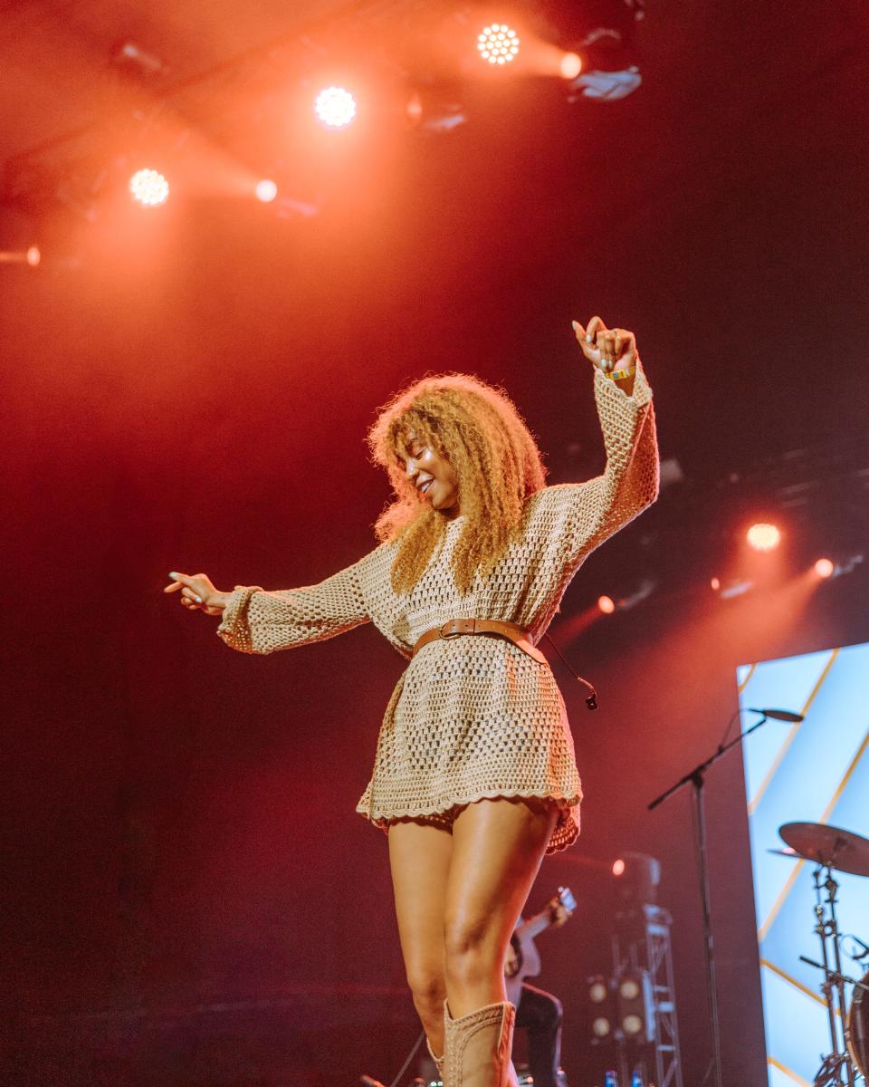 Tiera Kennedy performs in the Bud Light Backyard during Stagecoach country music festival at the Empire Polo Club in Indio, Calif. on Friday, April 28, 2023.