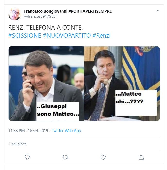 Non c’è un attimo di pace nella situazione politica italiana. L'uscita di Matteo Renzi dal partito democratico ha scatenato l'ironia dei social. Tanti utenti hanno preso spunto da questa clamorosa scissione per dare sfogo alla loro creatività.