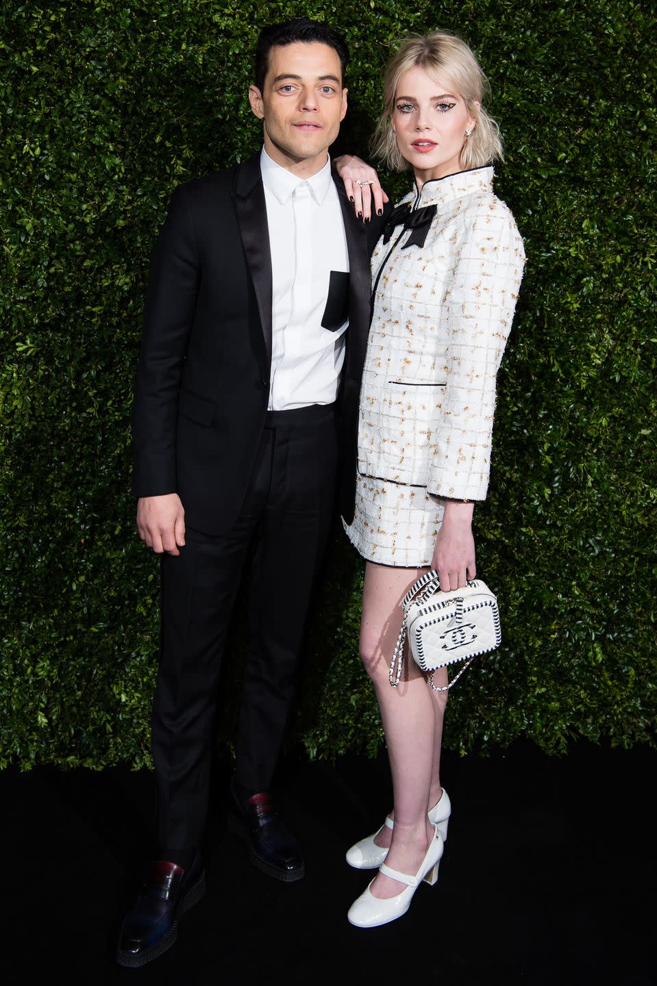 Rami Malek and Lucy Boynton at a pre-BAFTA dinner