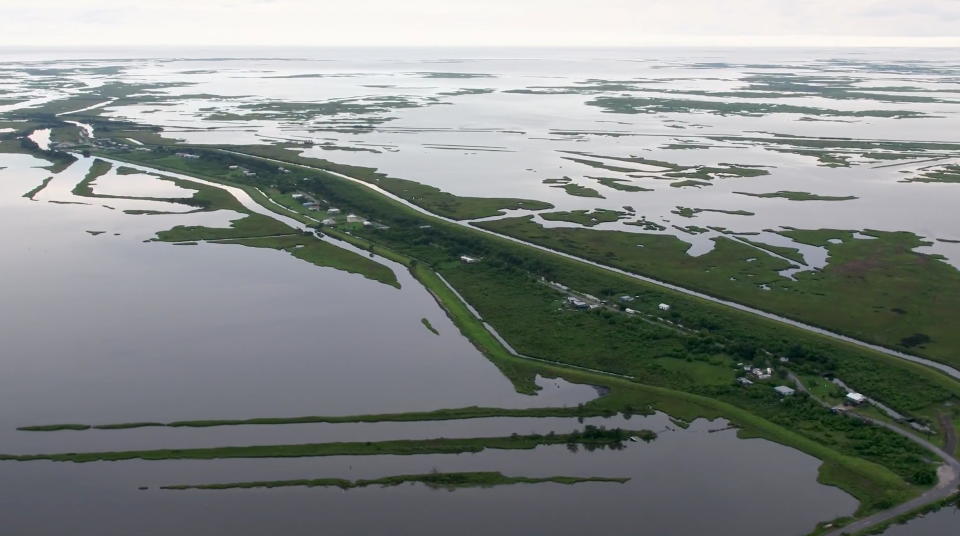 An aerial view of Isle de Jean Charles in 2017. 