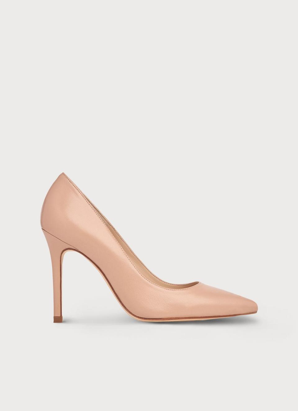 Fern Nude Leather Pointed Toe Courts