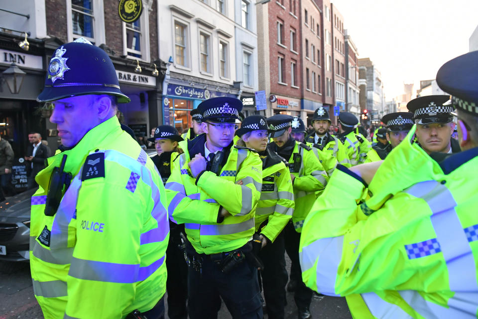 Police at the scene of an incident on London Bridge in central London.