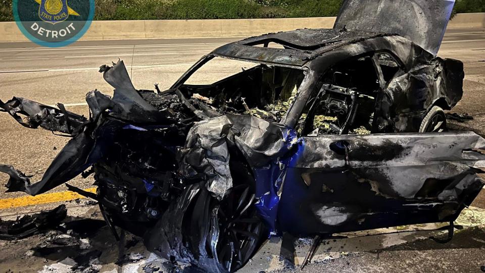 Dodge Challenger Crashes On Interstate, Splits Another Car In Half