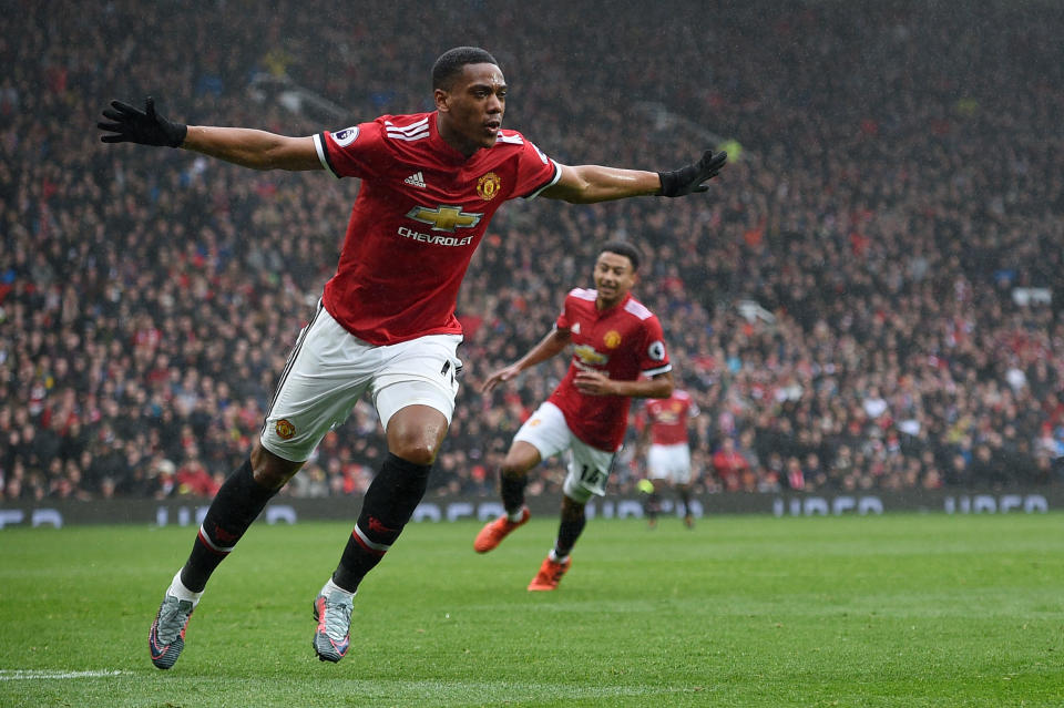 Anthony Martial’s 81st-minute goal for Manchester United beat Tottenham. (Getty)