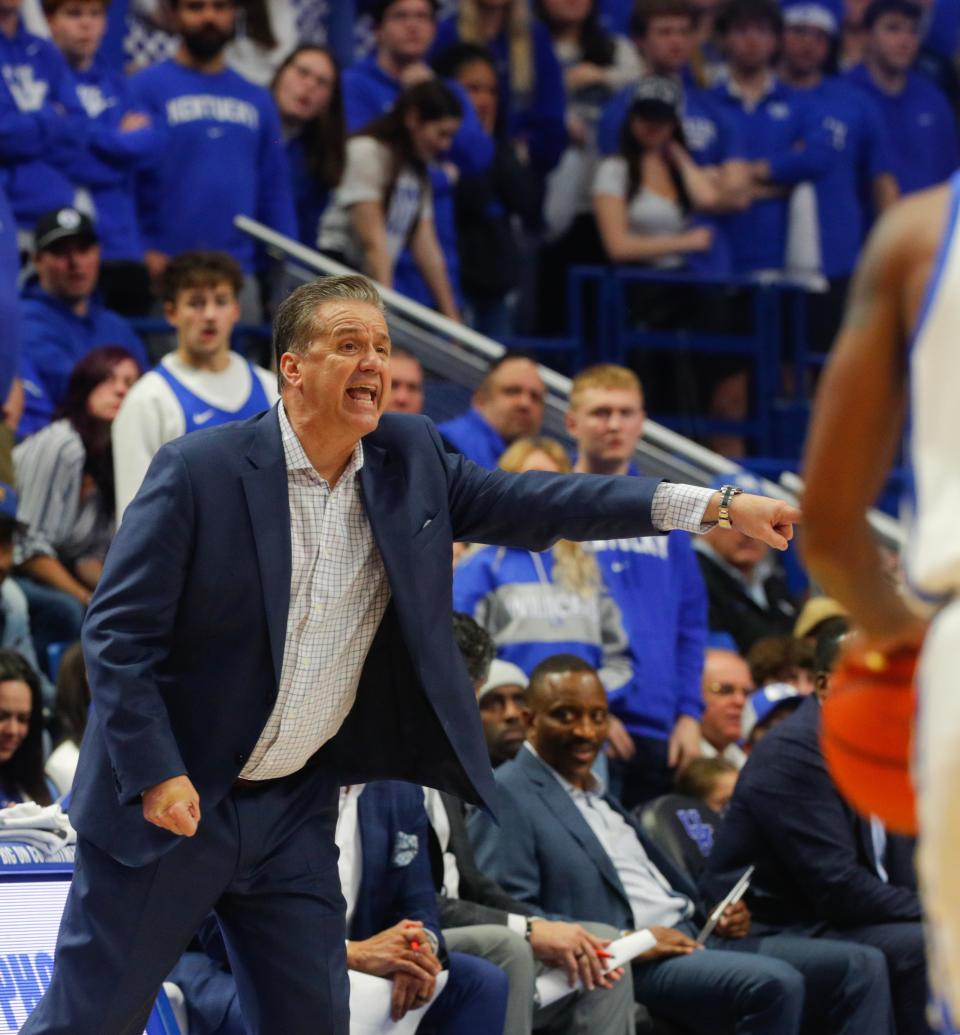 Kentucky's John Calipari coaches against Tennessee on Saturday night.