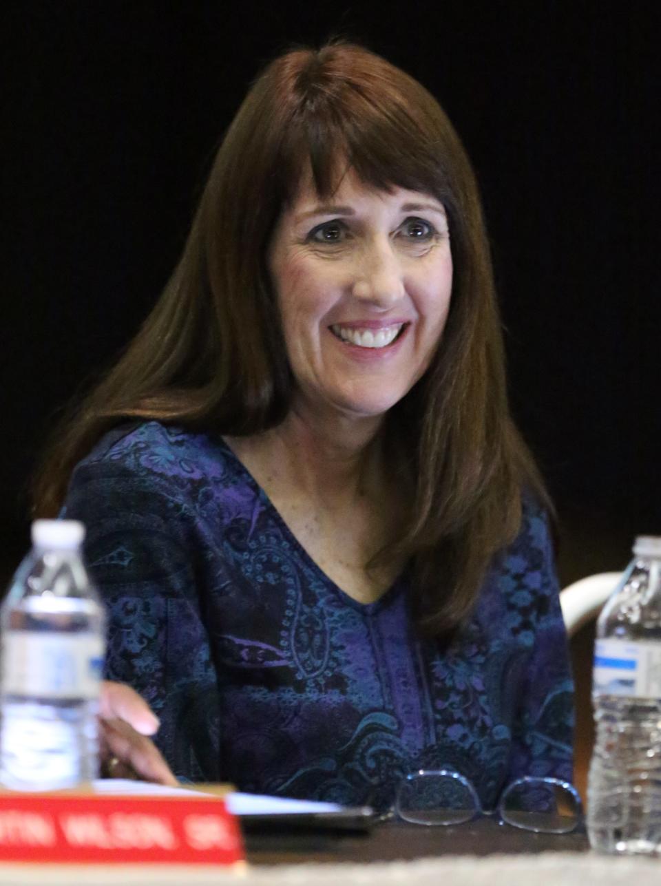 Board member Faith Newton during a Red Clay Consolidated School District school board meeting at Warner Elementary School.