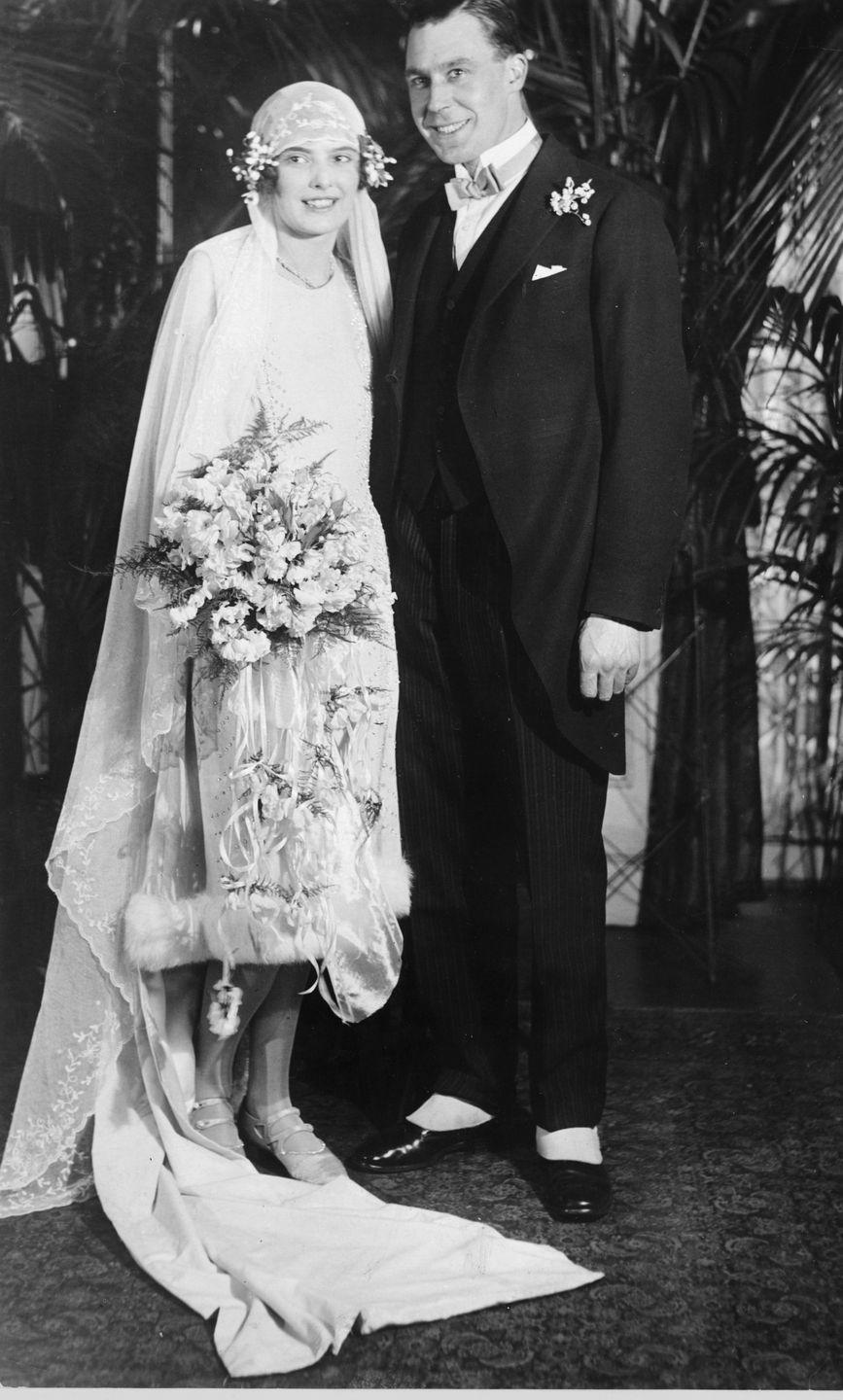 <p>Rowing champion M.K. Morris and his wife, Marguerite, pose together on their wedding day in New York.</p>
