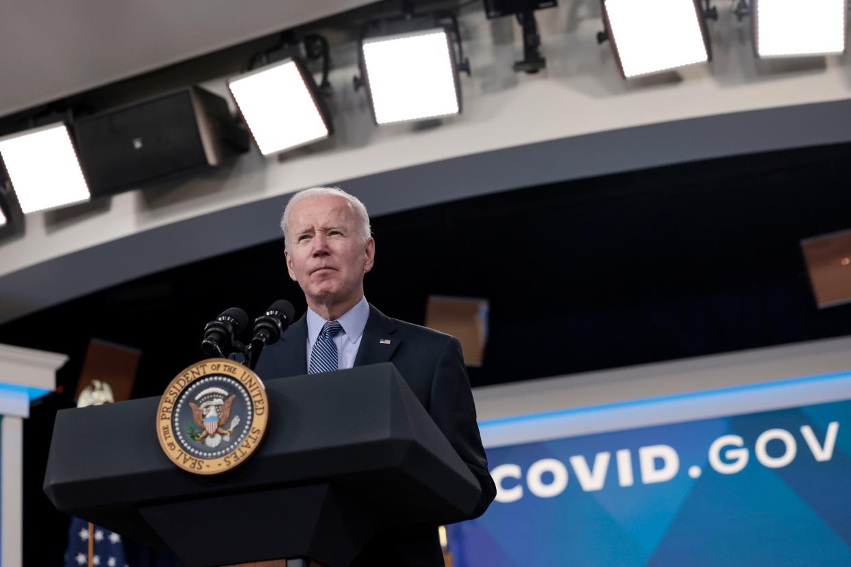 President Biden delivers remarks on Covid-19 in the United States in the South Court Auditorium on March 30 in Washington, DC.