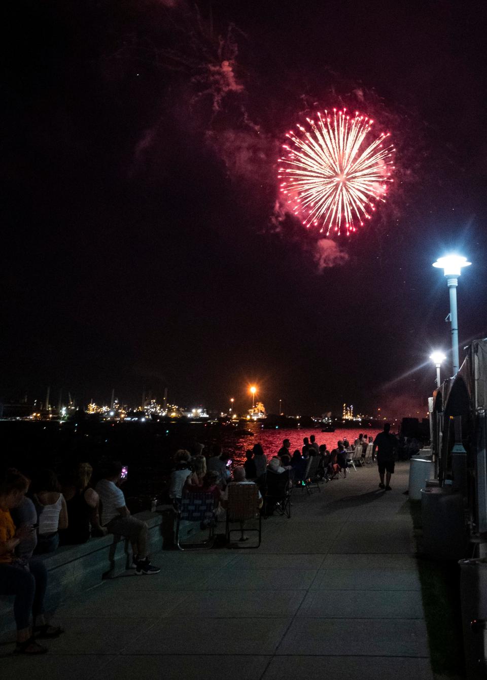 Fireworks explode over Vantage Point Thursday, July 18, 2019, at the end of Family Night during Blue Water Fest.