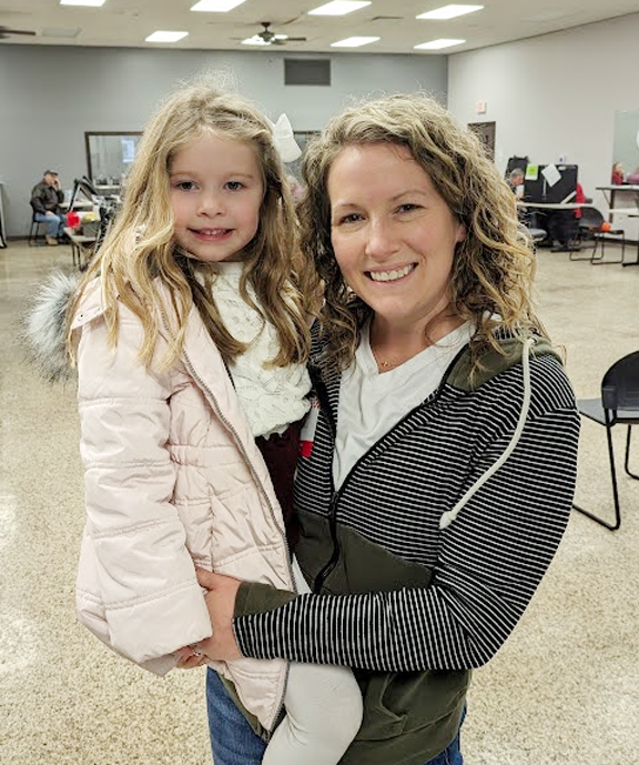 Jackie Trachsel, with her daughter and chaperone Jane, took part in the blood drive at the Senior Center in Pontiac recently.