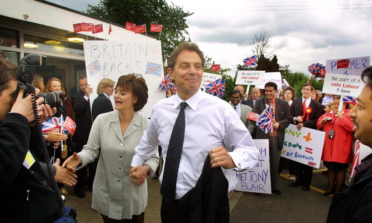 <span>Tony and Cherie Blair on the last day of campaigning before the 2001 election, when Labour was returned with a 167-seat majority.</span><span>Photograph: Adrian Dennis/EPA</span>