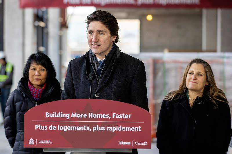 FILE PHOTO: Canada's Prime Minister Trudeau makes a housing announcement, in Toronto