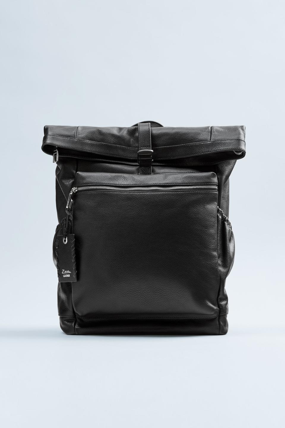 Zara Leather Flap Backpack