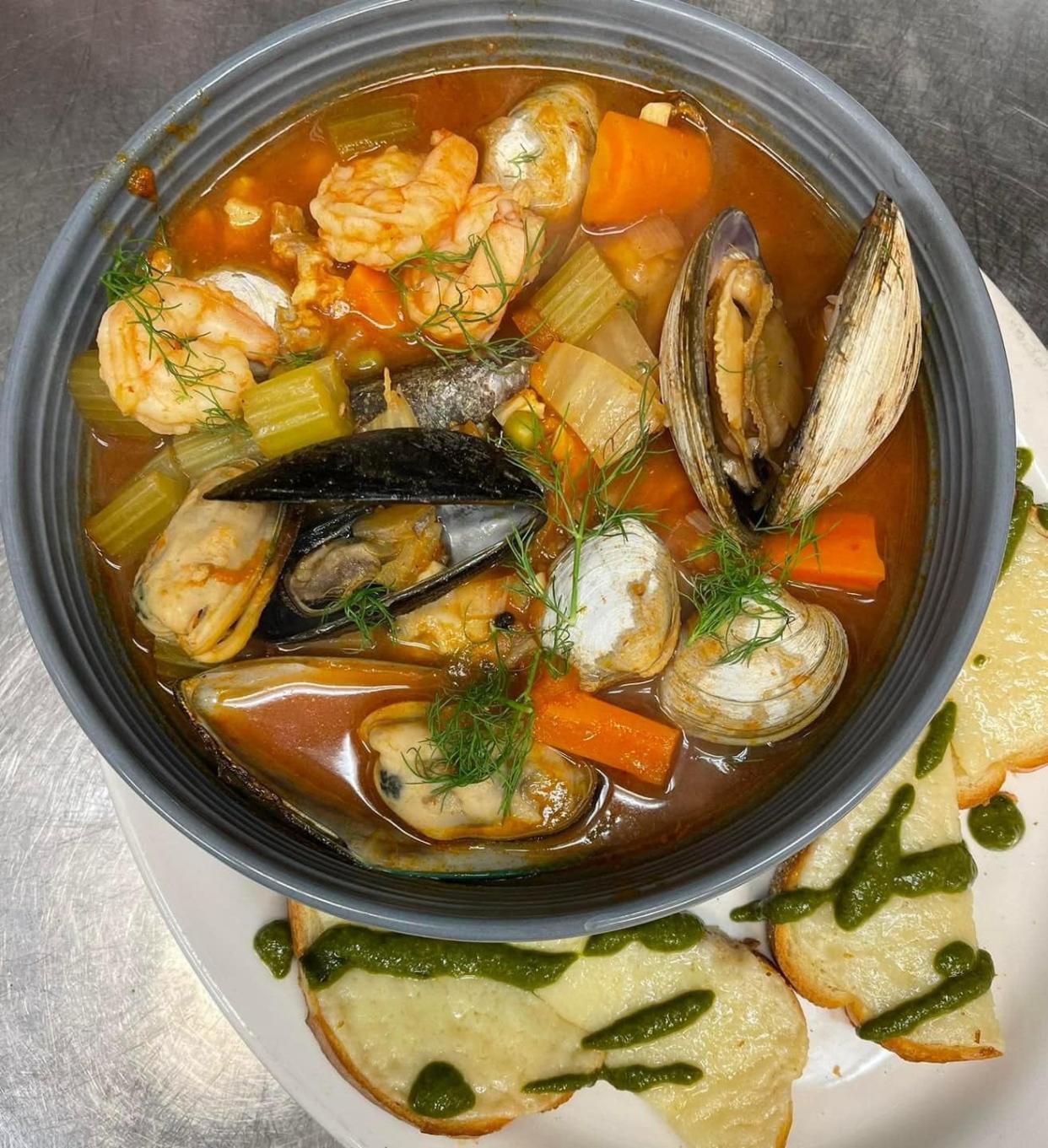You can get a preview of dishes that may appear on the Basil's Coastal Italian menu at the Lake Park Steakhouse in Carolina Beach. Like this cioppino.