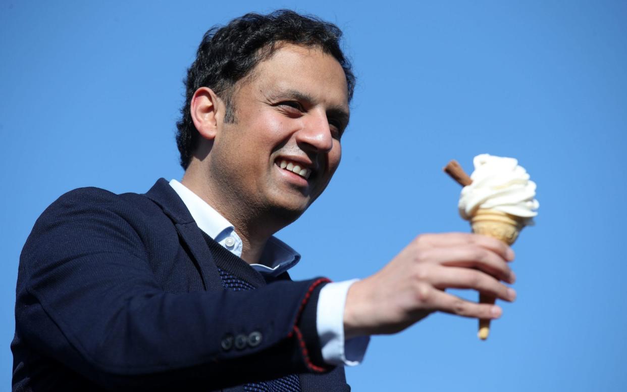 Scottish Labour leader Anas Sarwar has an ice cream in Largs where he outlined his party's plans for the high street - Andrew Milligan/PA