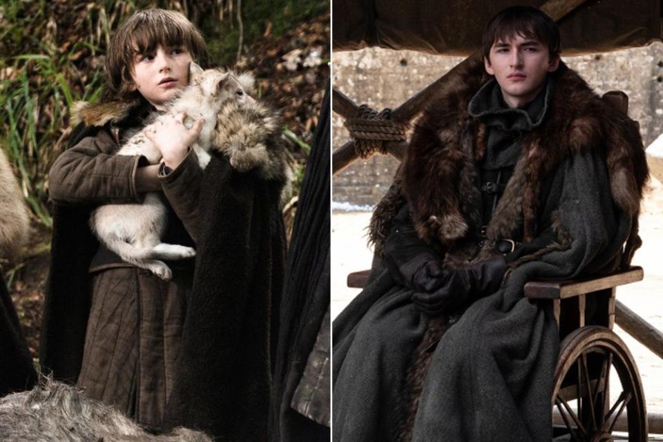 Isaac Hempstead Wright as Bran Stark in Game of Thrones (left: season 1, right: season 8) | HBO (2)