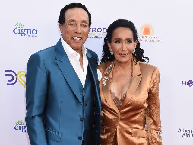 <p>Gilbert Flores/Variety/Getty</p> Smokey Robinson and Frances Robinson at the Hollyrod 2023 Designcare Gala.