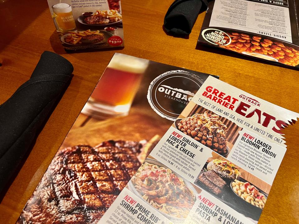 Outback menus on wood table