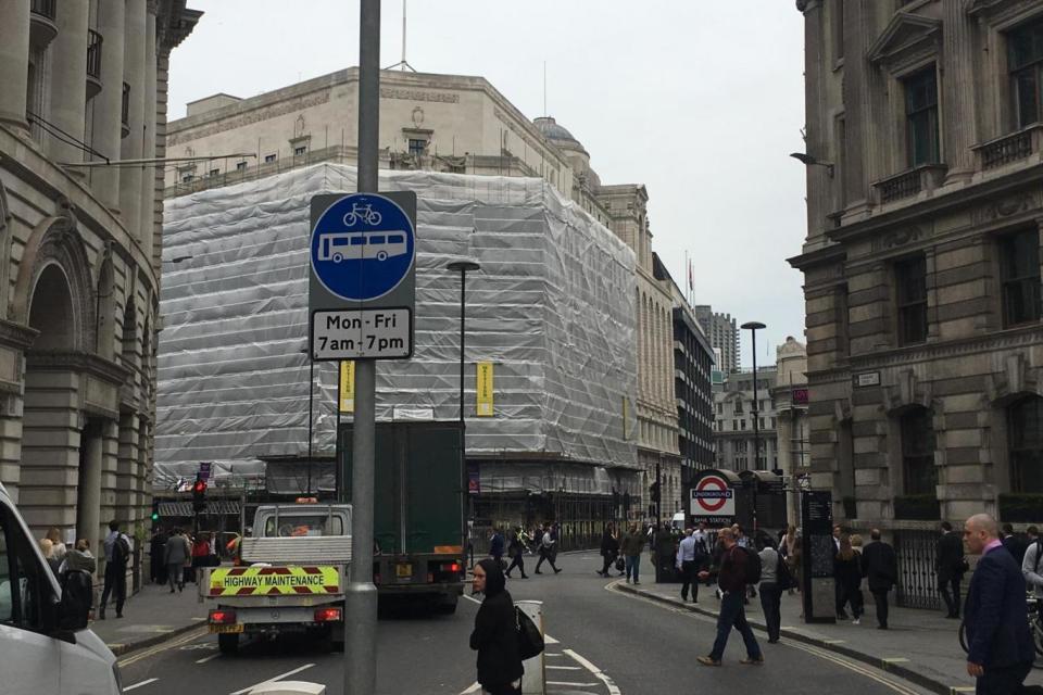 Bank: The rules are signposted as drivers approach the junction