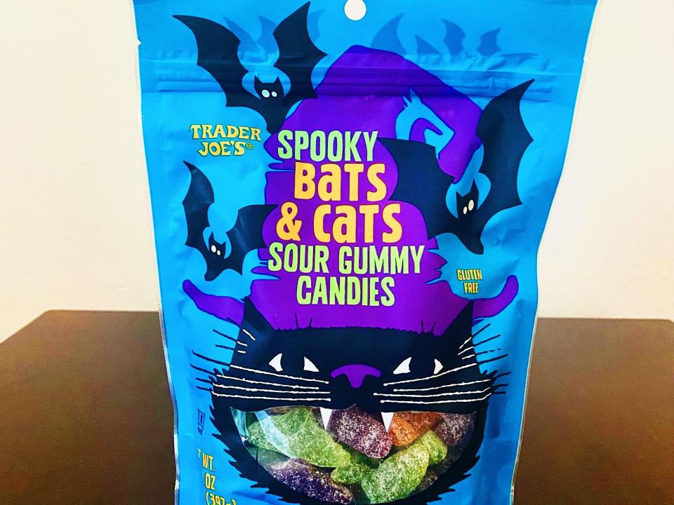 trader joes spooky bats and cats sour gummy candied