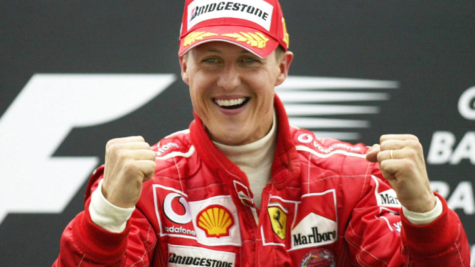 Michael Schumacher, pictured here after a race in 2004.