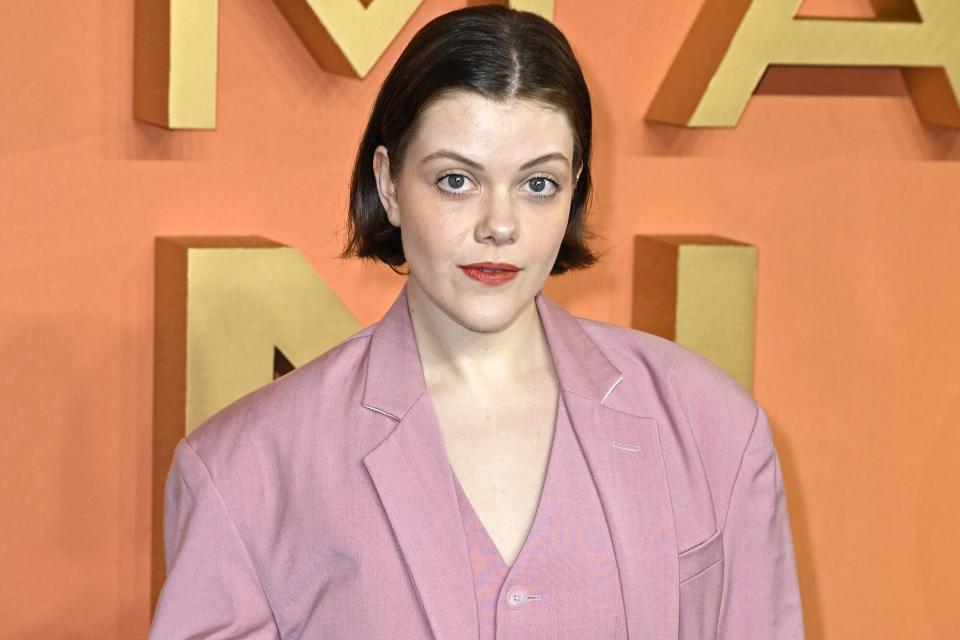 LONDON, ENGLAND - OCTOBER 03: Georgie Henley attends "The Woman King" UK Gala Screening at Odeon Luxe Leicester Square on October 03, 2022 in London, England. (Photo by Gareth Cattermole/Getty Images)