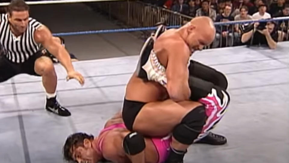 <p> Stone Cold Steve Austin and Bret Hart went into their WrestleMania 13 submission match as a heel and babyface, respectively. But by the time the grueling, blood-soaked bout ended 22 minutes later, the “Texas Rattlesnake” and the “Hitman” pulled off the rare double-turn. Austin refusing to tap out and Hart refusing to let go of the Sharpshooter is an ending like no other. </p>