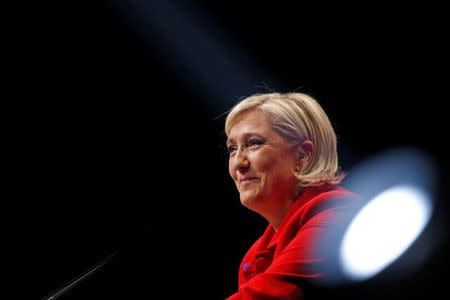 Marine Le Pen, French National Front (FN) political party leader and candidate for French 2017 presidential election, attends a political rally in Lille, France, March 26, 2017. REUTERS/Pascal Rossignol