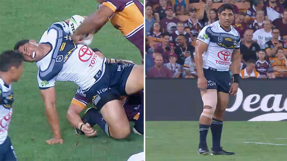 Jason Taumalolo could face a stint on the sidelines with a suspected MCL injury. Pic: Fox Sports