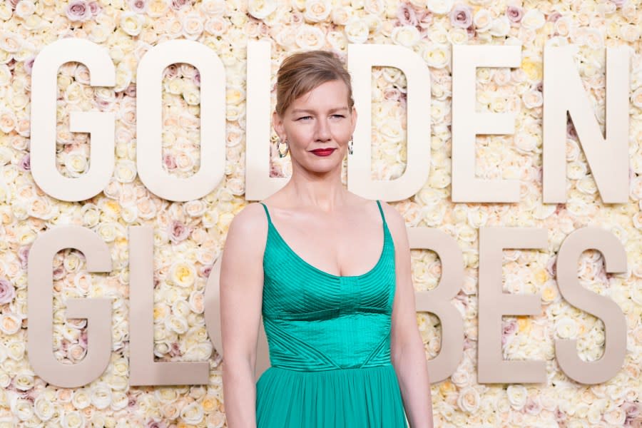 Sandra Huller arrives at the 81st Golden Globe Awards on Sunday, Jan. 7, 2024, at the Beverly Hilton in Beverly Hills, Calif. (Photo by Jordan Strauss/Invision/AP)